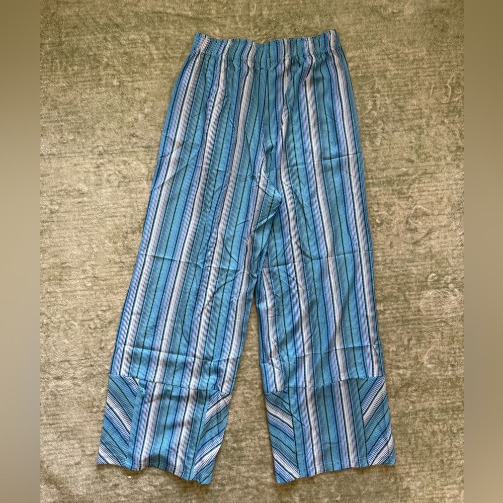Cicy Bell Striped Palazzo Blue and Green mid raise wide leg trousers - Picture 8 of 8